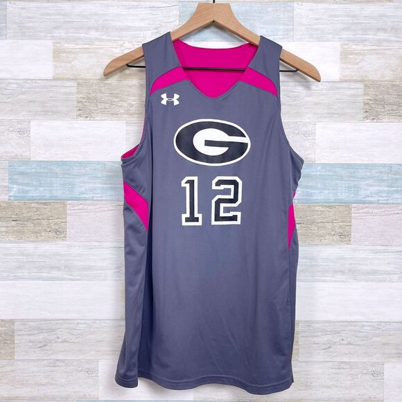 Georgia Bulldogs Under Armour Reversible Tank Top Gray Pink SEC Womens Small - Picture 2 of 11